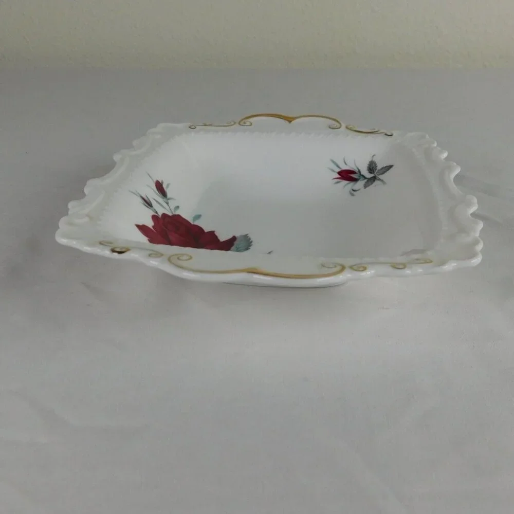 Royal Albert Sweet Romance White Floral Design Square Small Tray Meat Nut Candy - Picture 2 of 10